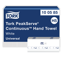 Листові вузькопанельні рушники Tork PeakServe Universal з безперервною подачею, білі, 1 шар, 410 листів